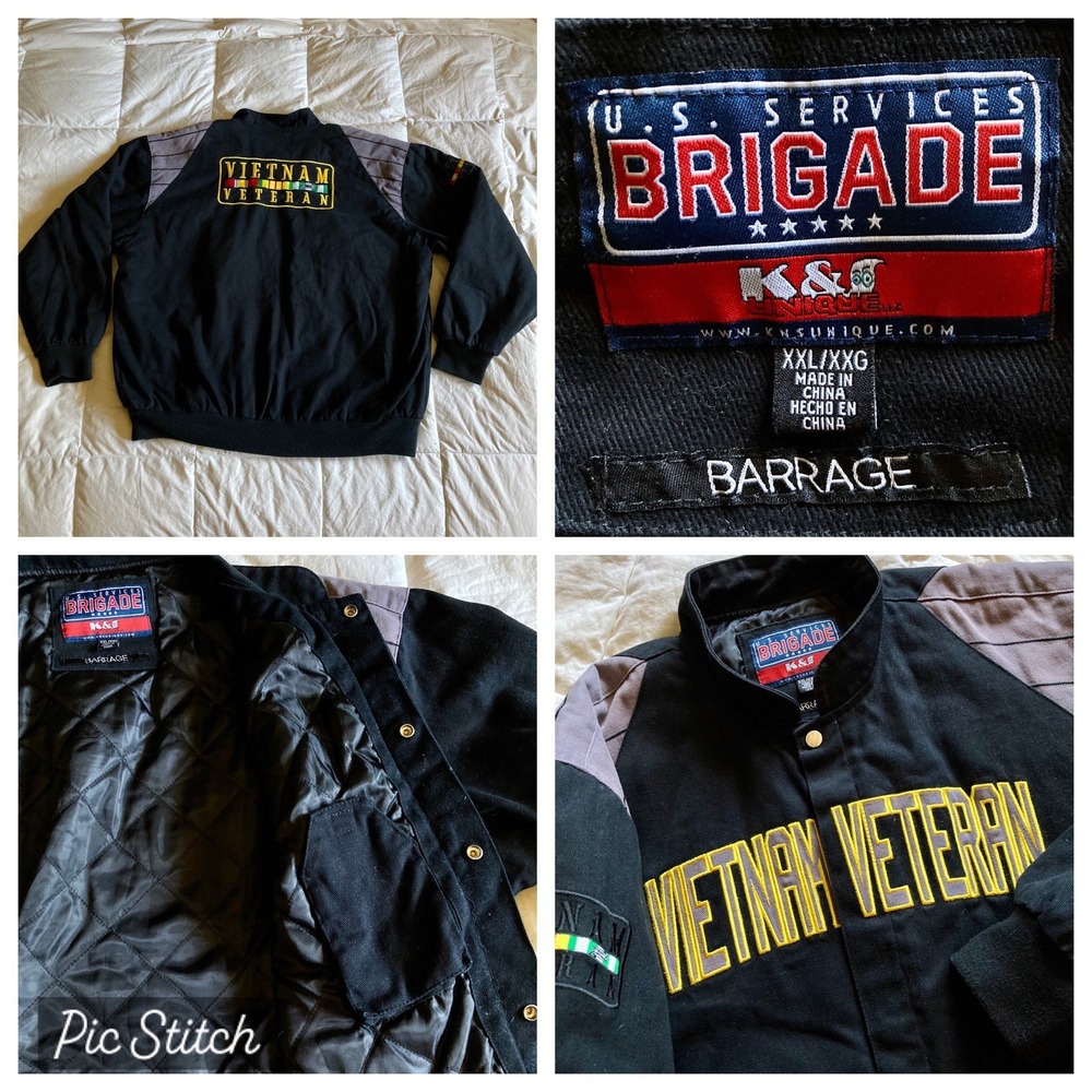 U.S. Services Brigade K&S Barrage XXL Vietnam Veteran Heavy Quilted Snap Jacket